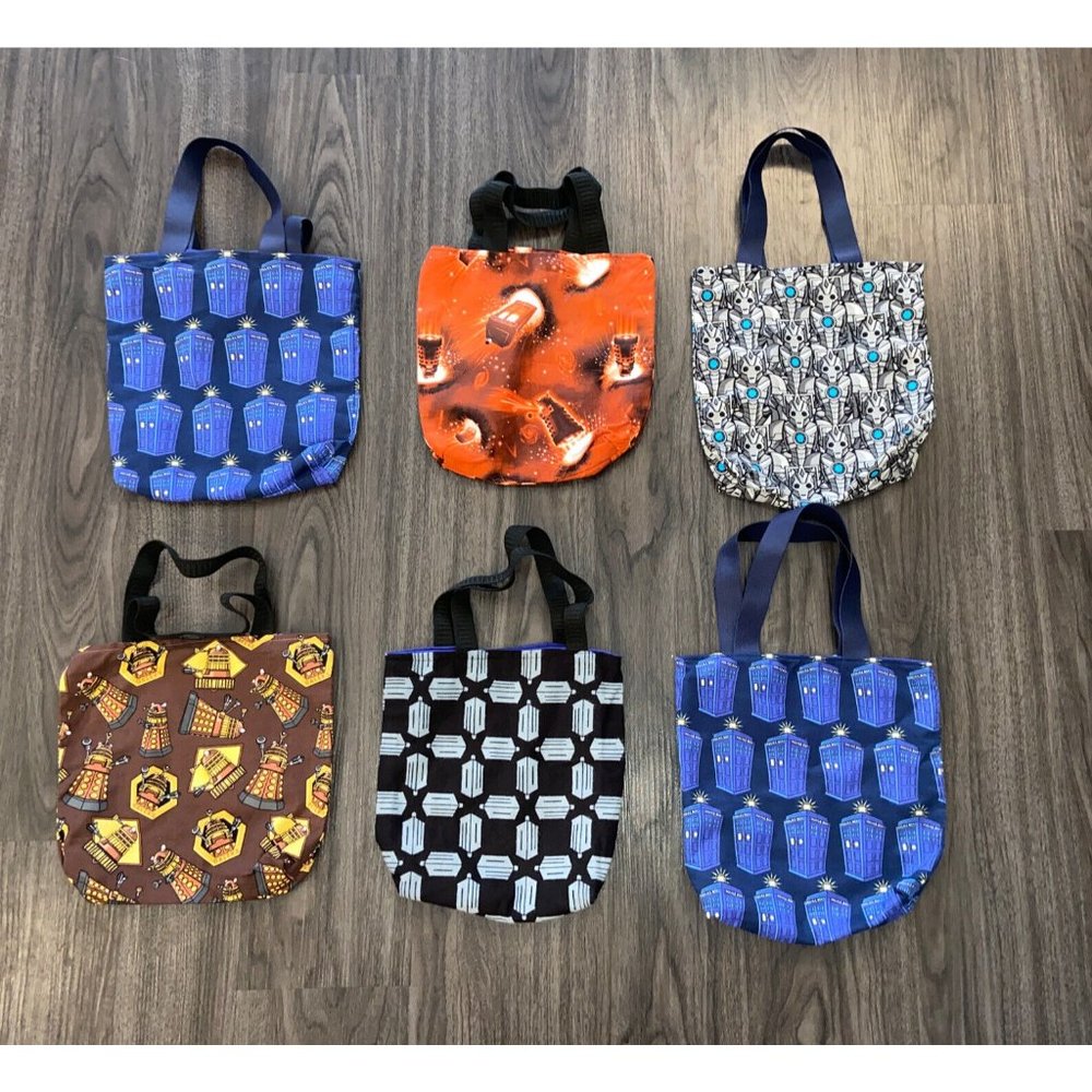 Doctor Who Daleks Mix Lot of 6 Handmade Small Comic Book Tote Bags